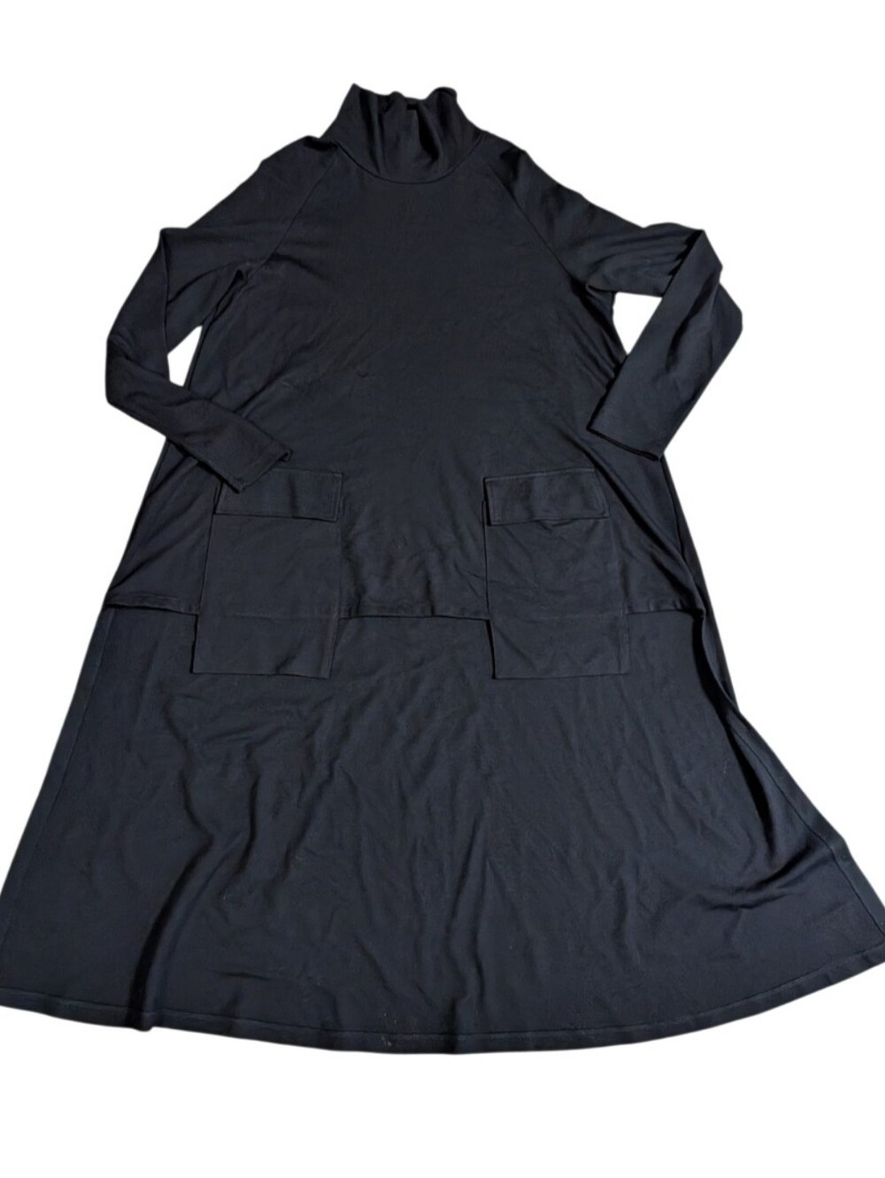Alembika Essential Turtleneck Assymetrical Tunic  Black Jersey Sz XL Pockets